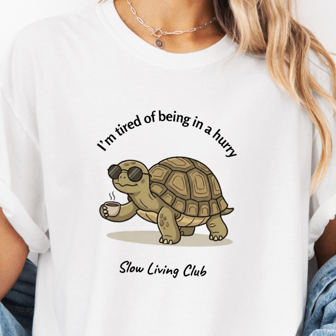 I’m Tired of Being in a Hurry Turtle Shirt — Slow Living Club  | Comfort Colors Graphic Tee