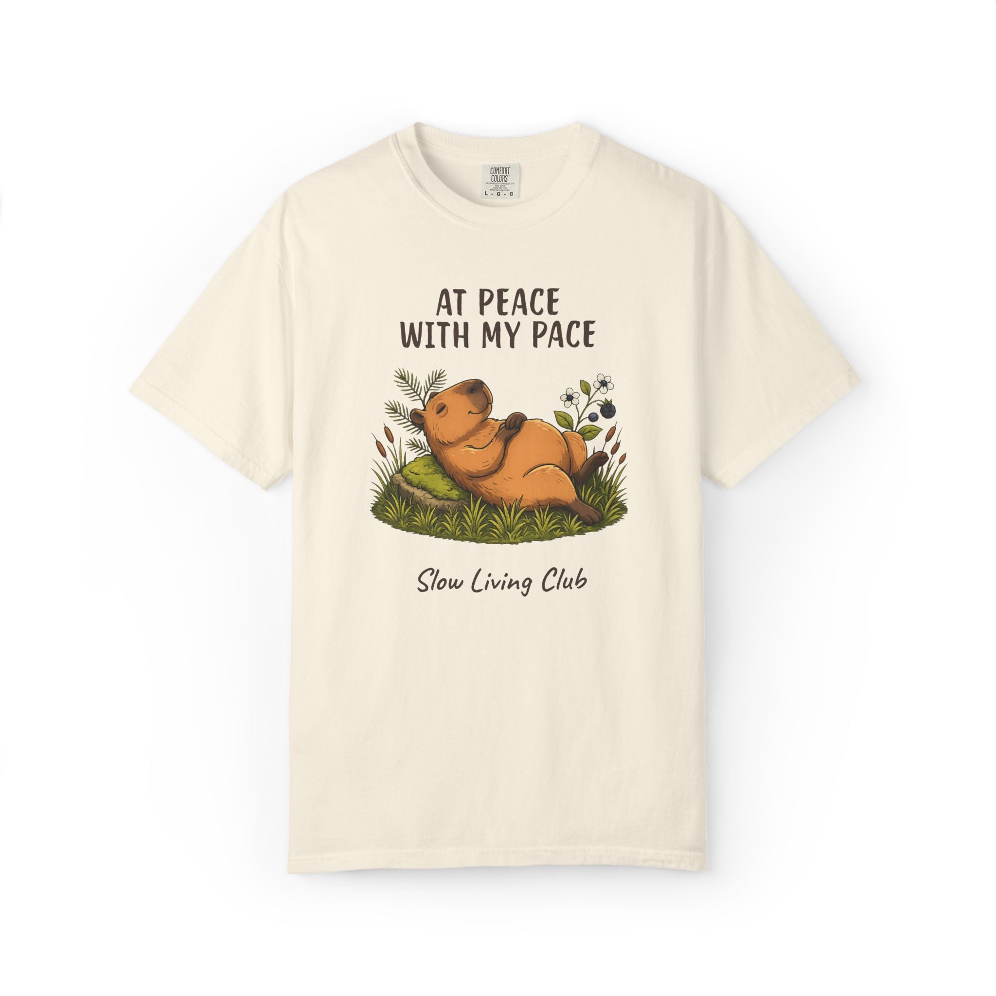 Capybara “At Peace With My Pace” Comfort Colors Tee