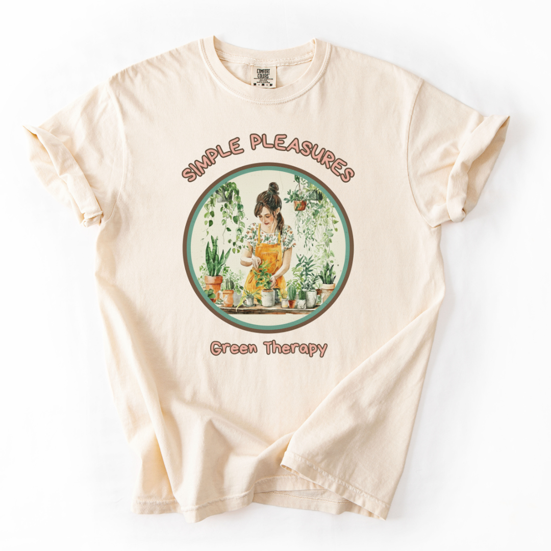 Plant Lover Self Care T-Shirt – Green Therapy | Simple Pleasures