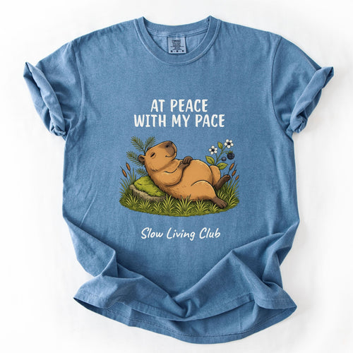 Capybara “At Peace With My Pace” Comfort Colors Tee