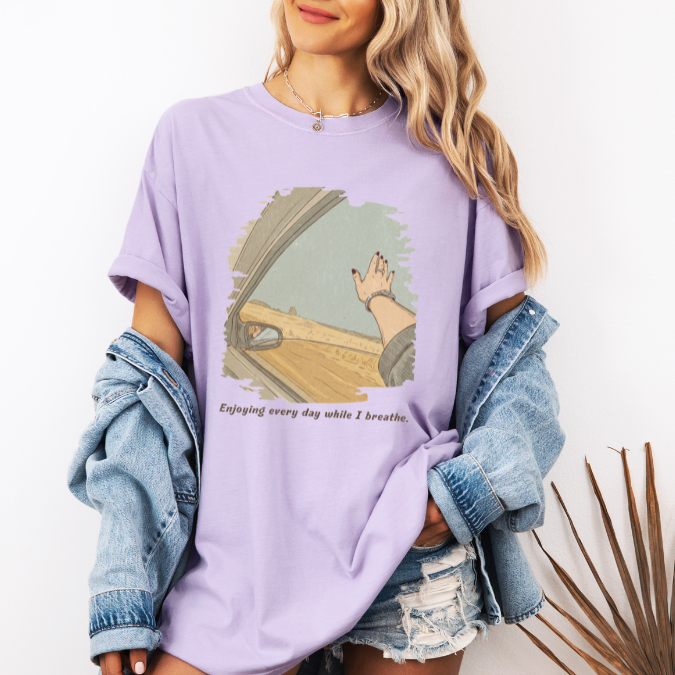 Enjoying Every Day While I Breathe Graphic Tee – Mindful Living Shirt | Comfort Colors Affirmation Tee