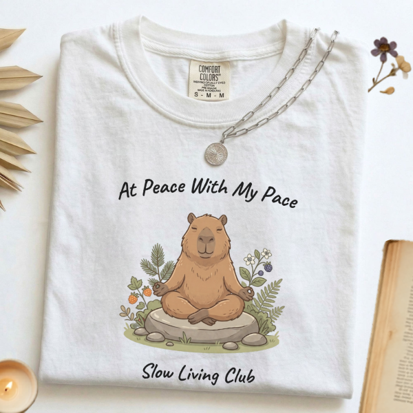 At Peace With My Pace Capybara Shirt — Slow Living Club | Comfort Colors Graphic Tee