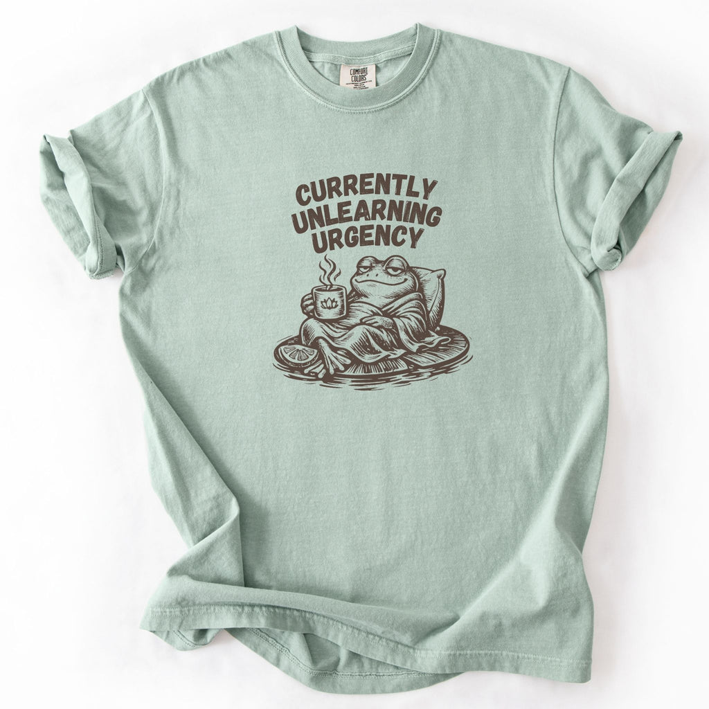 Currently Unlearning Urgency Frog Comfort Colors Tee