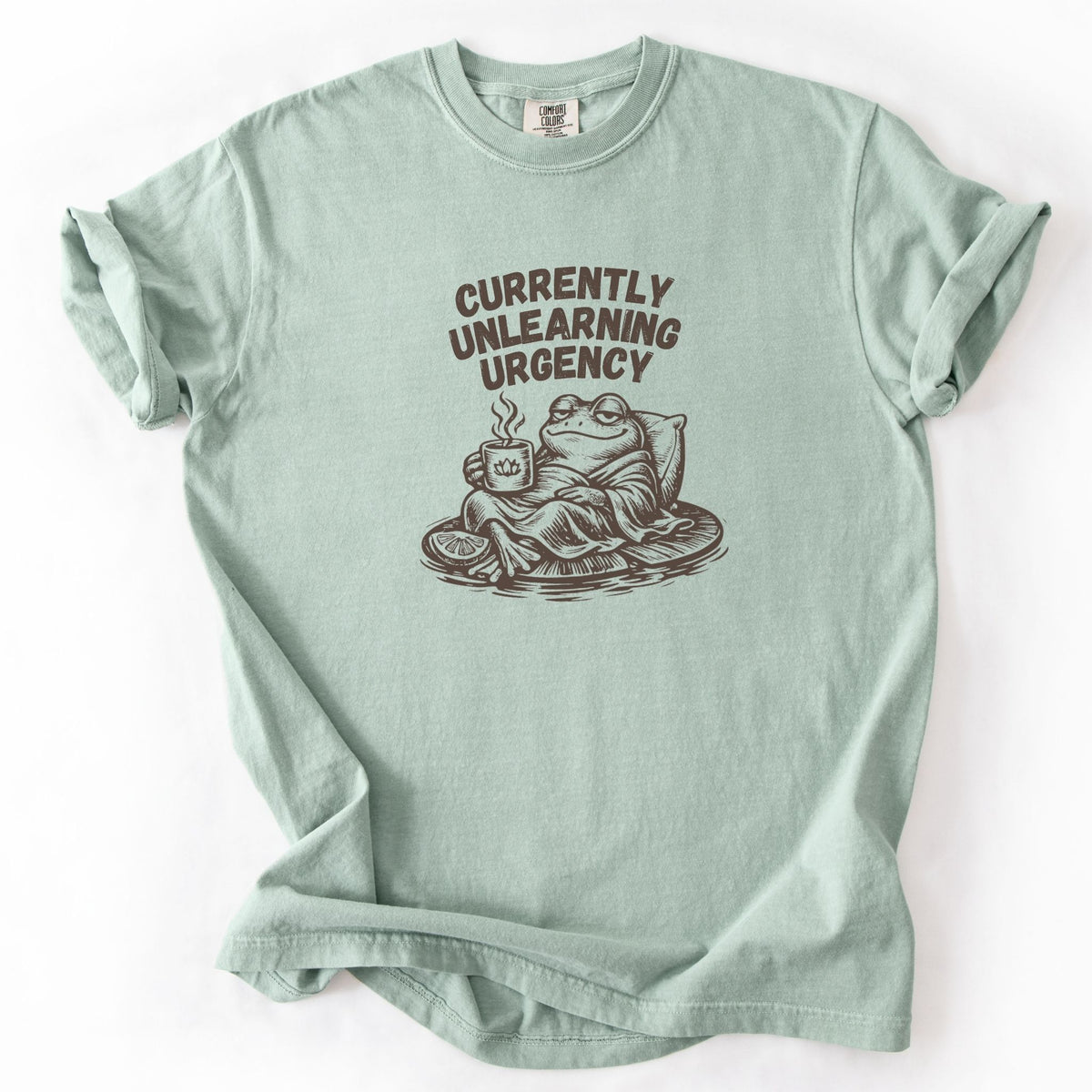 Currently Unlearning Urgency Frog Comfort Colors Tee