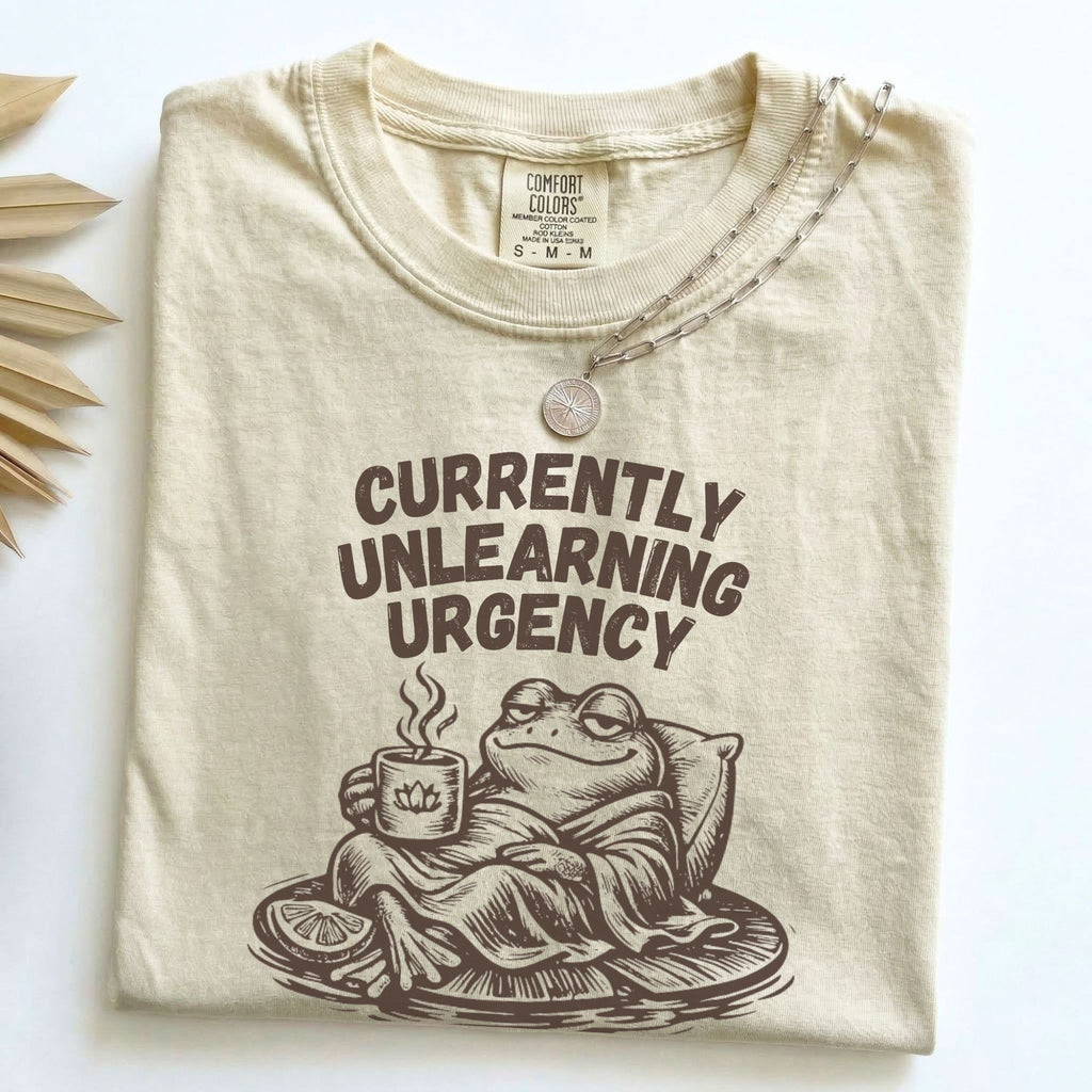 Currently Unlearning Urgency Frog Comfort Colors Tee