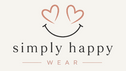 Simply Happy Wear logo featuring a minimalist smiling face with heart-shaped eyes representing joy, self-love, and mindful living.