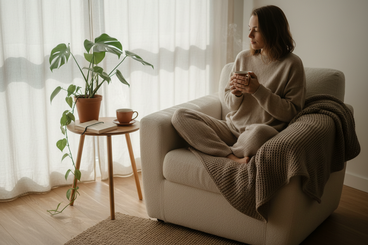 simply happy wear. simple pleasures of life.
There's a quiet tiredness in living disconnected from yourself.
For those who choose to feel more, slow down, and choose comfort every day.